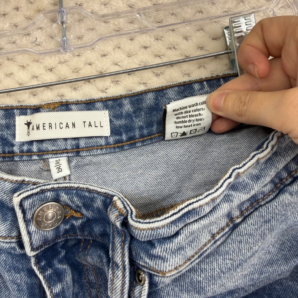 American Tall Luna High Rise Wide Leg Jeans Womens 32x35 Blue Heritage Faded - Picture 11 of 16